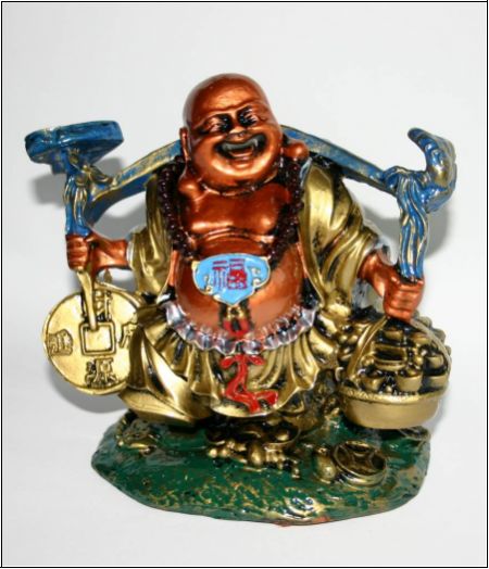 Glücks-Buddha mit Münzen u. Goldbarren