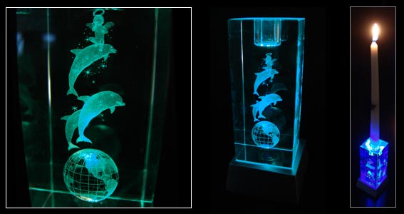 Glaskerzenhalter 3D "Delfine"