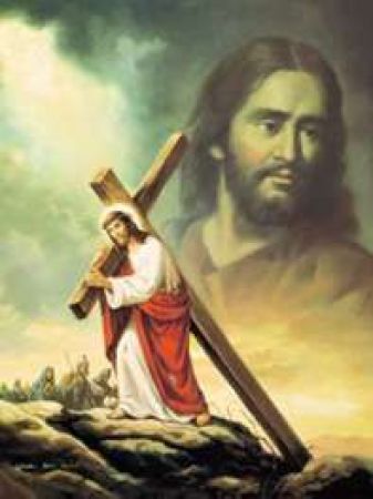 Alubild - Jesus trägt das Kreuz